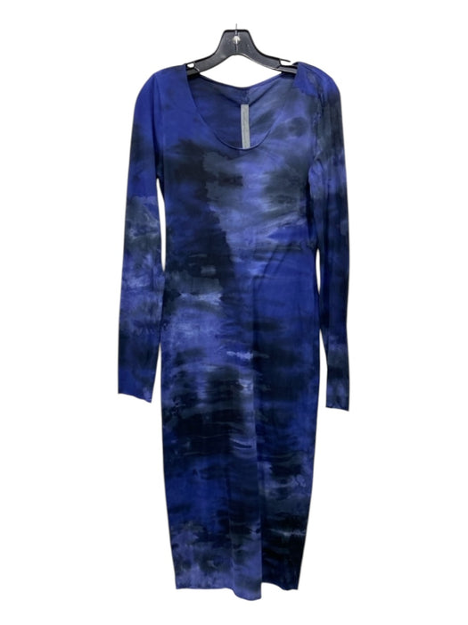 Raquel Allegra Size S Blue & Black Cotton Tye Dye Maxi Long Sleeve Dress Blue & Black / S