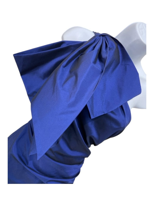 Veronica Beard Size 2 Cobalt Blue Polyester Blend One Shoulder Bow Ruched Dress Cobalt Blue / 2