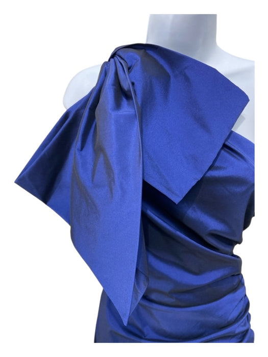 Veronica Beard Size 2 Cobalt Blue Polyester Blend One Shoulder Bow Ruched Dress Cobalt Blue / 2