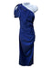 Veronica Beard Size 2 Cobalt Blue Polyester Blend One Shoulder Bow Ruched Dress Cobalt Blue / 2