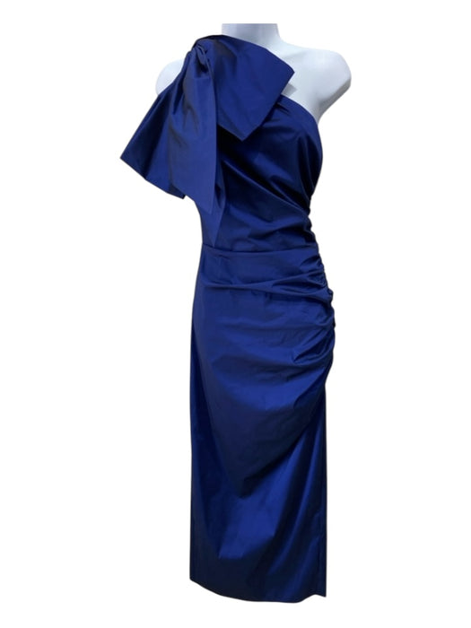 Veronica Beard Size 2 Cobalt Blue Polyester Blend One Shoulder Bow Ruched Dress Cobalt Blue / 2