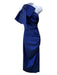 Veronica Beard Size 2 Cobalt Blue Polyester Blend One Shoulder Bow Ruched Dress Cobalt Blue / 2