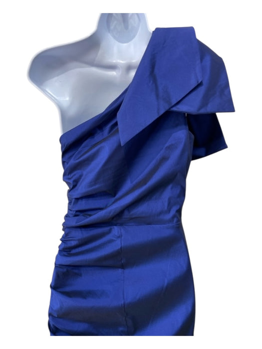 Veronica Beard Size 2 Cobalt Blue Polyester Blend One Shoulder Bow Ruched Dress Cobalt Blue / 2