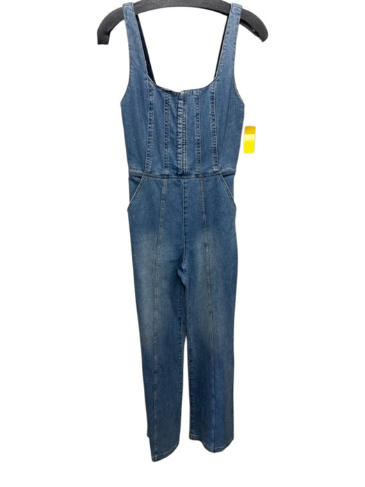 Alice + Olivia Jeans Size 26 Medium Wash Cotton Blend Smocked Back Jumpsuit Medium Wash / 26
