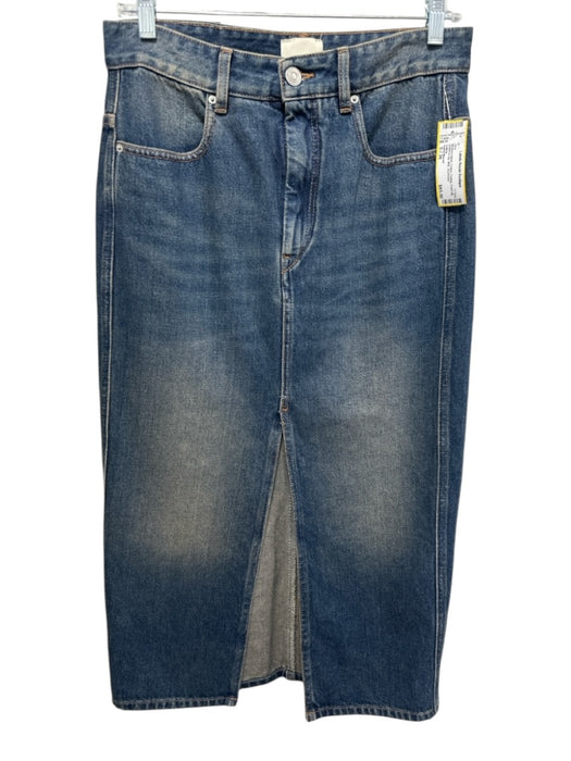 Isabel Marant Size S / 36 Medium Wash Cotton Fading Front Slit Midi Skirt Medium Wash / S / 36
