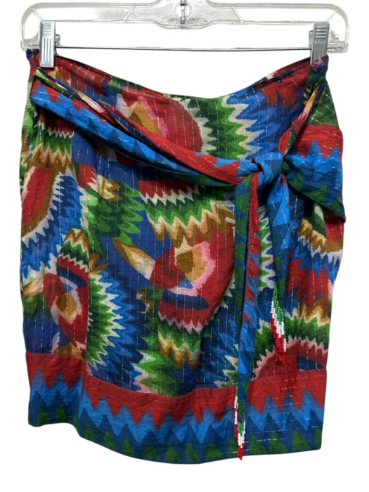 Farm Rio Size S Blue, Green, Multi Modal Blend Beaded Tassel Wrap Sarong Skirt Blue, Green, Multi / S