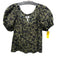 Apiece Apart Size S Olive Green & Black Cotton Flower Puff Sleeve Top Olive Green & Black / S