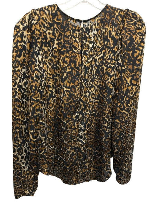 Ronny Kobo Size S Black & Brown Viscose Blend burnout Animal Keyhole Back Top Black & Brown / S