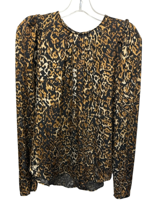 Ronny Kobo Size S Black & Brown Viscose Blend burnout Animal Keyhole Back Top Black & Brown / S