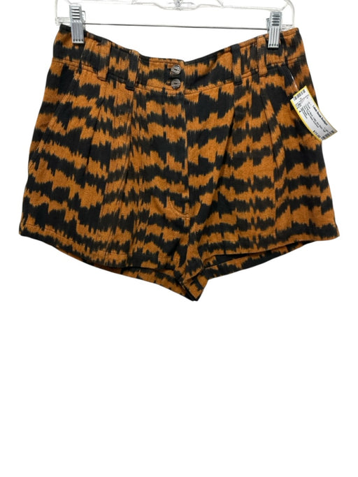 Ulla Johnson Size 4 Orange & Black Cotton Ikat Stripe High Rise Shorts Orange & Black / 4