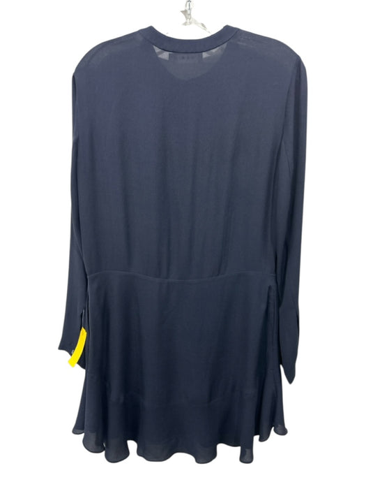 A.L.C. Size 4 Blue Black Silk Button Detail Mini Flare Dress Blue Black / 4
