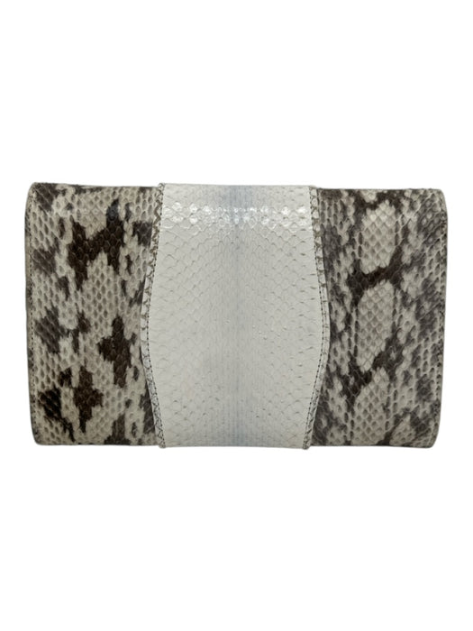 Khirma Eliazov White & Taupe Reptile Snake Print Removable Strap Chain Strap Bag White & Taupe / S