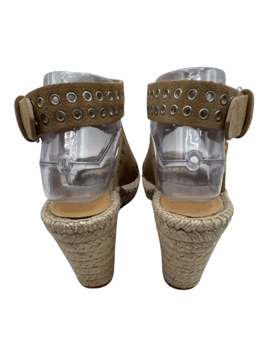 Isabel Marant Shoe Size 38 Beige Leather Grommets Ankle Wrap Espadrille Wedges Beige / 38