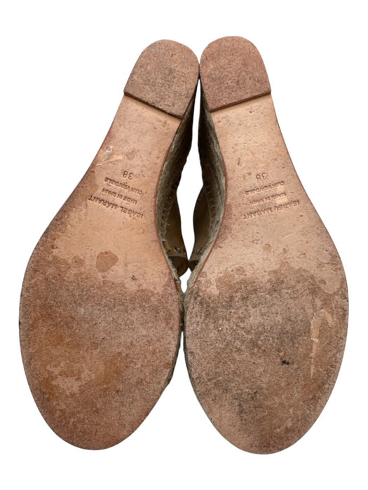 Isabel Marant Shoe Size 38 Beige Leather Grommets Ankle Wrap Espadrille Wedges Beige / 38