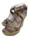 Jimmy Choo Shoe Size 38 Beige & Brown Leather Jute Snake Criss Cross Wedges Beige & Brown / 38