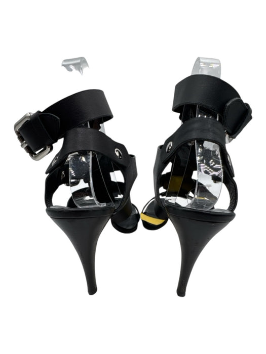 Manolo Blahnik Shoe Size 38 Black Leather cage Buckles Mid Heel Sandals Black / 38