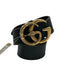 Gucci Black Leather Gold Tone Hardware GG Logo snake Wide Belts Black / 34