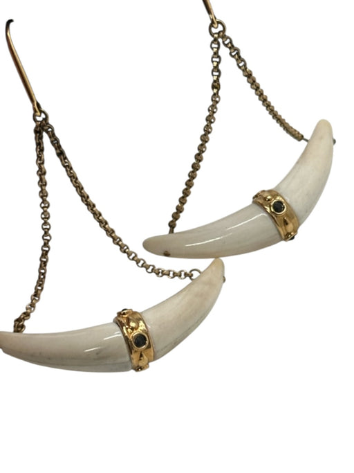 Isabel Marant Ivory & Gold Metal Bone Chandelier Fish Hook Earrings Ivory & Gold