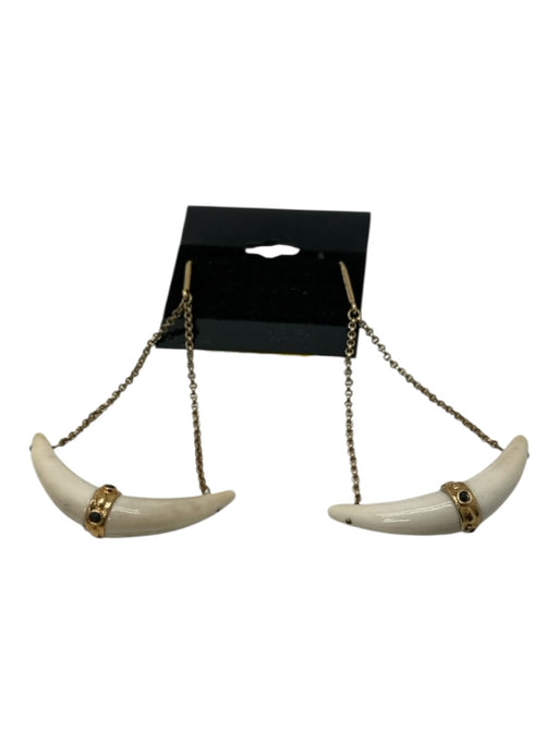Isabel Marant Ivory & Gold Metal Bone Chandelier Fish Hook Earrings Ivory & Gold