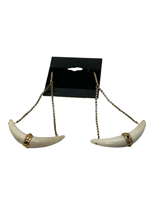 Isabel Marant Ivory & Gold Metal Bone Chandelier Fish Hook Earrings Ivory & Gold