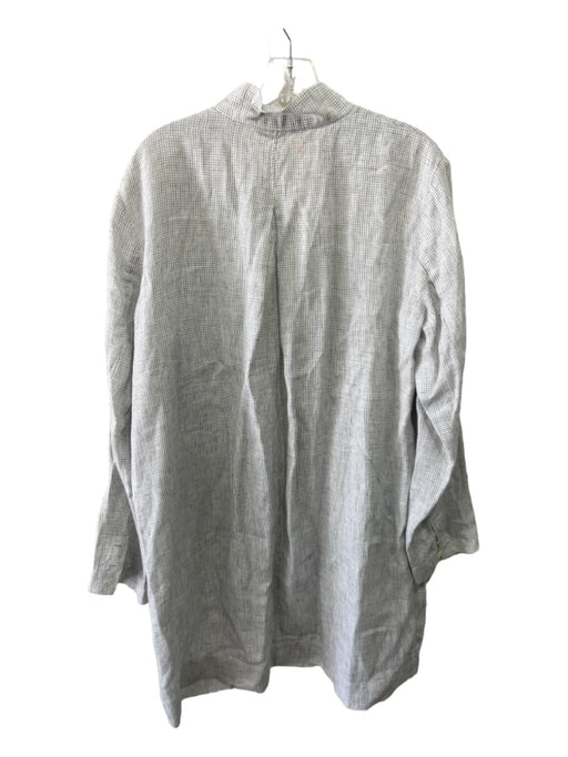 Eileen Fisher Size L White & Black Organic Linen Front Button Jacket White & Black / L