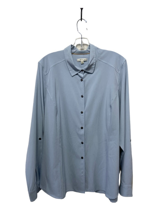 Orvis Size XL Light Blue Polyester Long Sleeve Solid Button Up Top Light Blue / XL