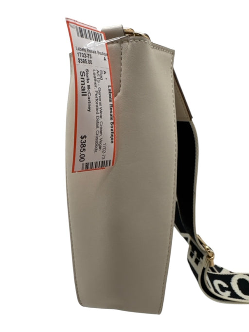 Stella McCartney Cream Vegan Leather Perforated Detail Crossbody Bag Cream / Small