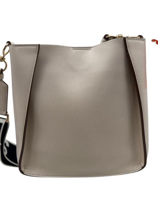 Stella McCartney Cream Vegan Leather Perforated Detail Crossbody Bag Cream / Small