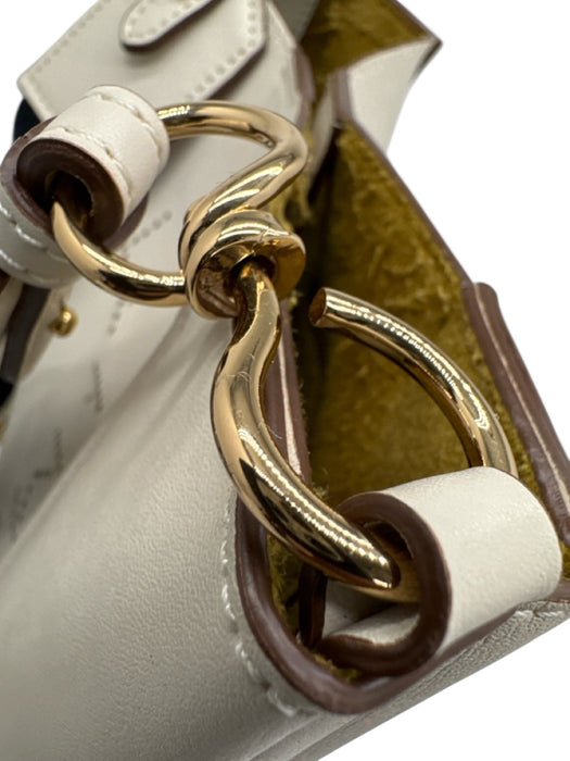 Stella McCartney Cream Vegan Leather Perforated Detail Crossbody Bag Cream / Small