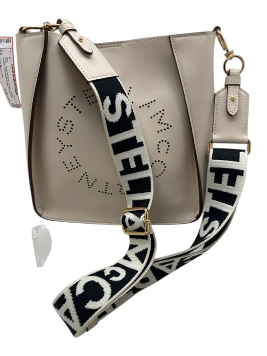 Stella McCartney Cream Vegan Leather Perforated Detail Crossbody Bag Cream / Small