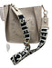 Stella McCartney Cream Vegan Leather Perforated Detail Crossbody Bag Cream / Small