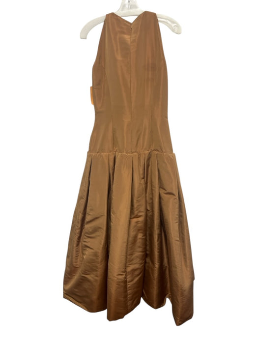 Oscar de la Renta Size 10 Tan Brown Silk Taffeta Drop Waist Sleeveless Gown Tan Brown / 10