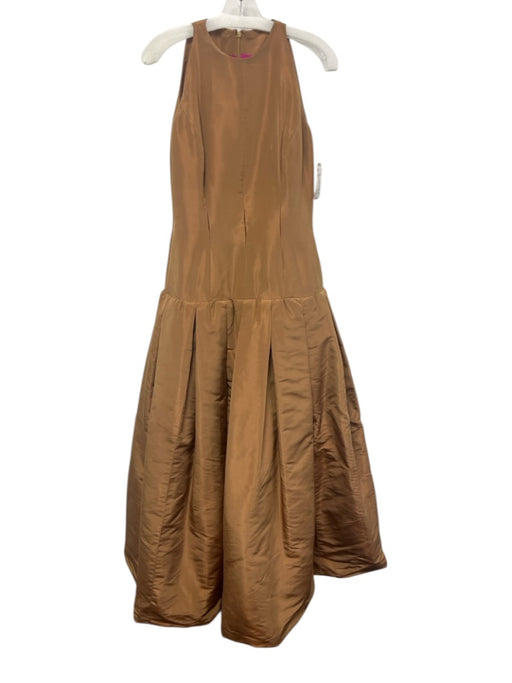 Oscar de la Renta Size 10 Tan Brown Silk Taffeta Drop Waist Sleeveless Gown Tan Brown / 10