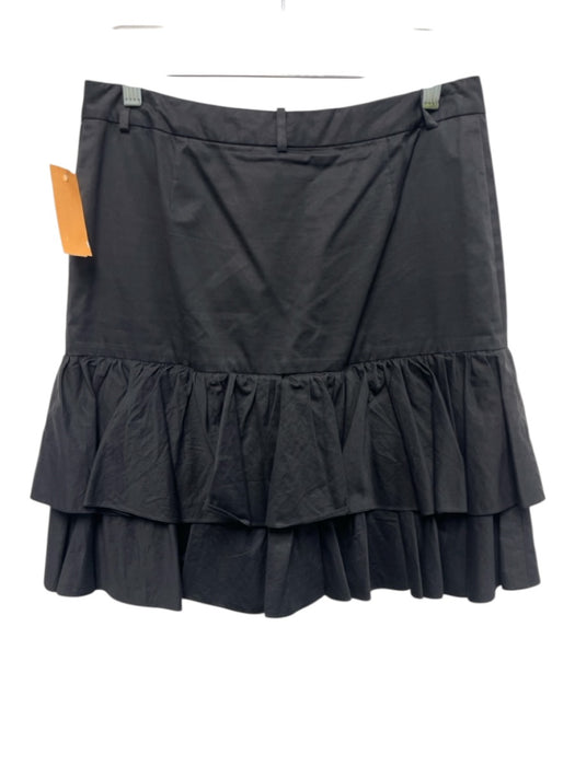 Ralph Lauren Purple Label Size 8 Black Cotton Zip Fly Tiered Ruffle Skirt Black / 8