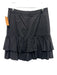 Ralph Lauren Purple Label Size 8 Black Cotton Zip Fly Tiered Ruffle Skirt Black / 8