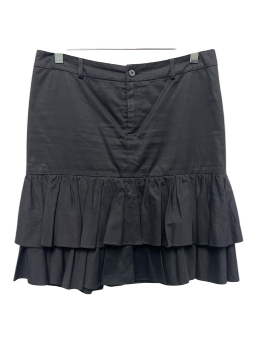 Ralph Lauren Purple Label Size 8 Black Cotton Zip Fly Tiered Ruffle Skirt Black / 8