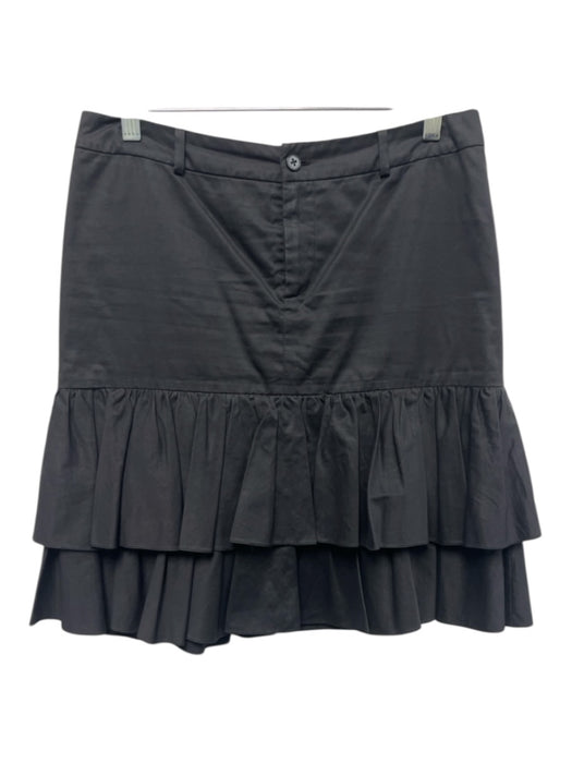 Ralph Lauren Purple Label Size 8 Black Cotton Zip Fly Tiered Ruffle Skirt Black / 8
