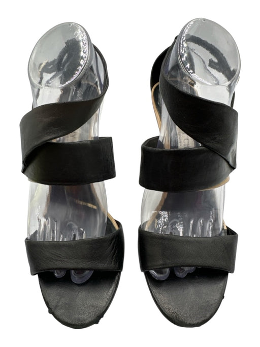 Jimmy Choo Shoe Size 39.5 Black & Beige Leather Folded Detail Sandals Black & Beige / 39.5