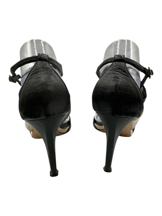 Jimmy Choo Shoe Size 39.5 Black & Beige Leather Folded Detail Sandals Black & Beige / 39.5