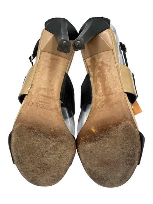 Jimmy Choo Shoe Size 39.5 Black & Beige Leather Folded Detail Sandals Black & Beige / 39.5