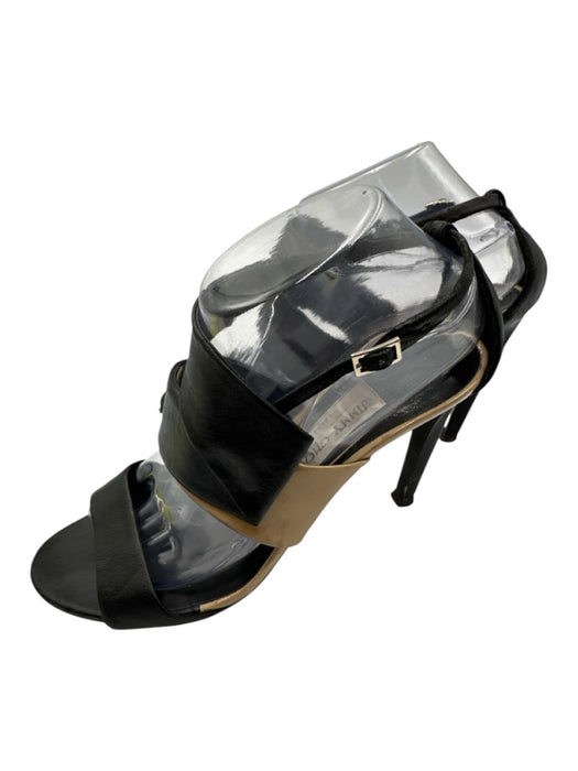Jimmy Choo Shoe Size 39.5 Black & Beige Leather Folded Detail Sandals Black & Beige / 39.5