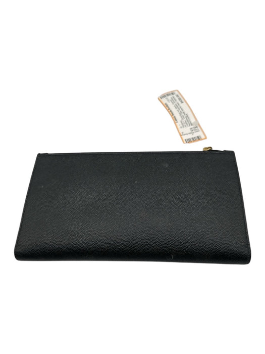 Saint Laurent Black Grained Leather Gold Tone Hardware Envelope Bifold Wallets Black