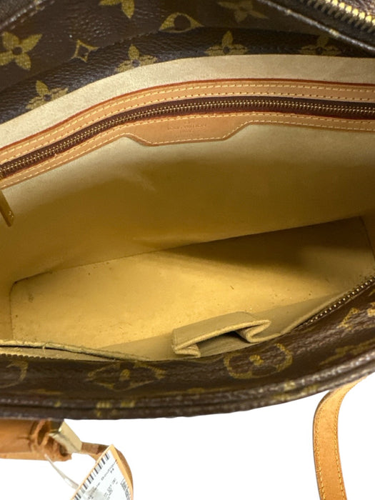 Louis Vuitton Brown & Tan Coated Canvas Leather trim Monogram Tote Bag Brown & Tan / M