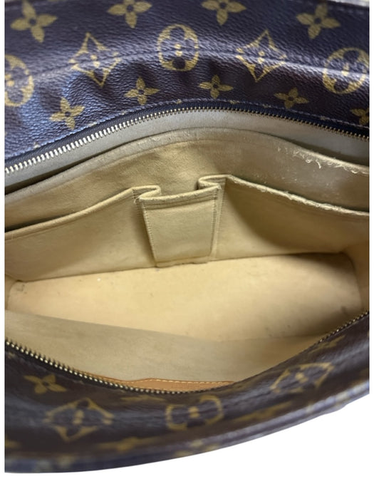 Louis Vuitton Brown & Tan Coated Canvas Leather trim Monogram Tote Bag Brown & Tan / M
