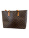Louis Vuitton Brown & Tan Coated Canvas Leather trim Monogram Tote Bag Brown & Tan / M
