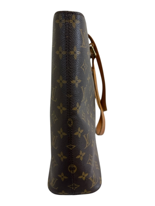 Louis Vuitton Brown & Tan Coated Canvas Leather trim Monogram Tote Bag Brown & Tan / M