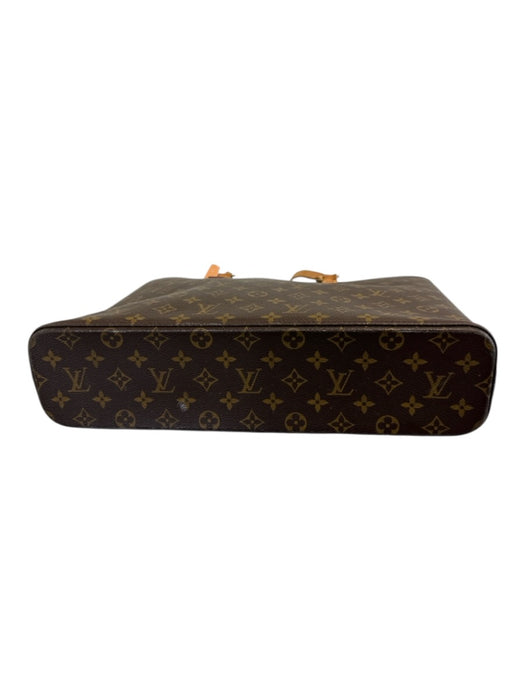 Louis Vuitton Brown & Tan Coated Canvas Leather trim Monogram Tote Bag Brown & Tan / M