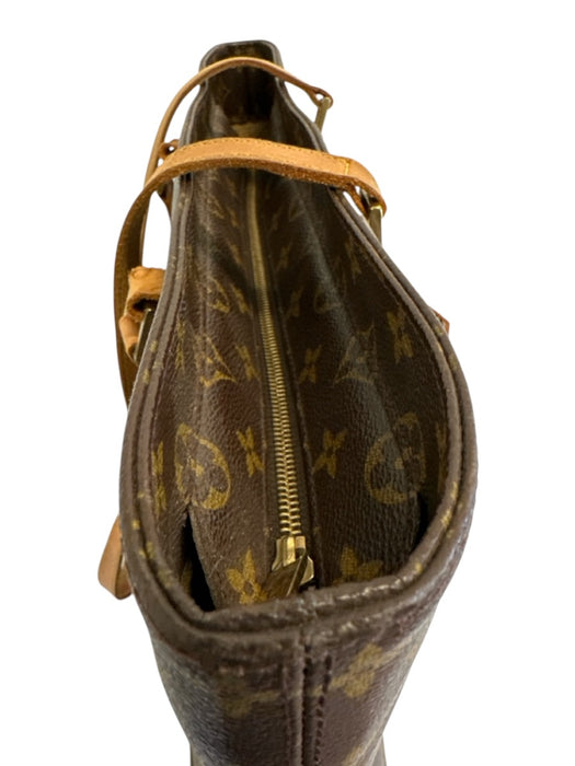 Louis Vuitton Brown & Tan Coated Canvas Leather trim Monogram Tote Bag Brown & Tan / M