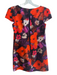 Milly Size 6 Orange Multi Cotton Blend Cap Sleeve Back Zip Round Neck Dress Orange Multi / 6