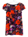 Milly Size 6 Orange Multi Cotton Blend Cap Sleeve Back Zip Round Neck Dress Orange Multi / 6